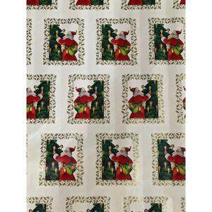 VTG Santa Claus Christmas Wrapping Paper Roll Holiday Gift Red White Green Retro